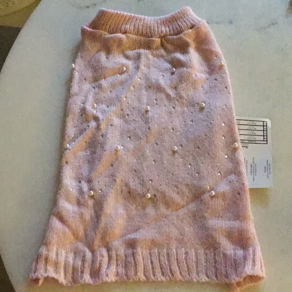 Pearl and rhinestone dog sweater